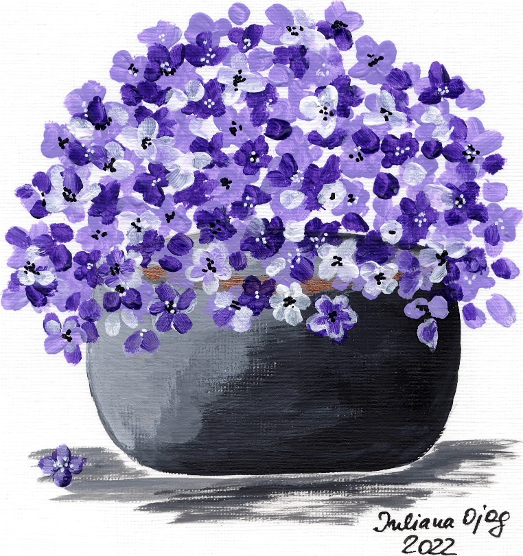 Pot of violet flowers - Sketchbook