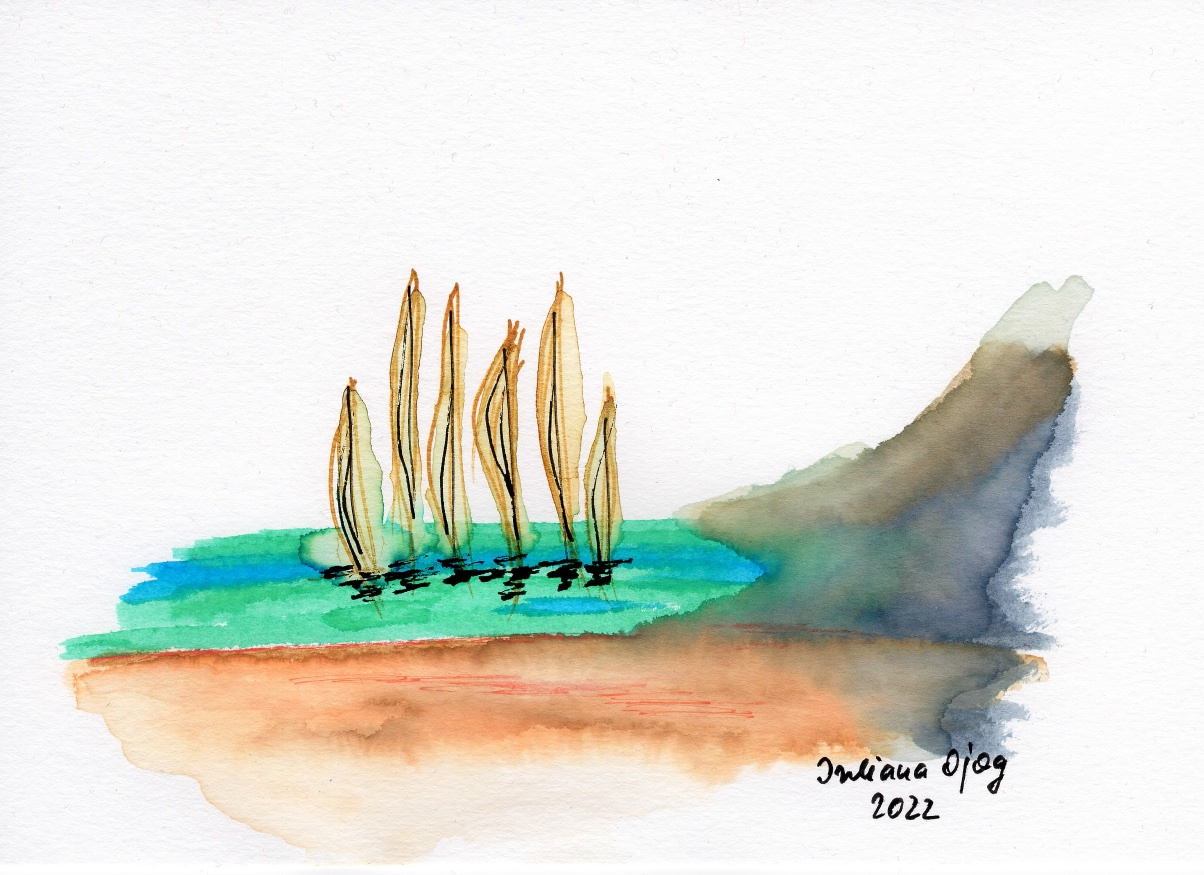 Watercolours on paper, size A5 (15 x 20 cm), signed and dated, 2022 - Watercolor sketches